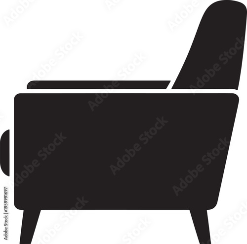 Modern armchair with four legs and cushions for sitting comfort