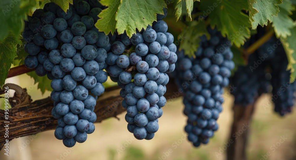Obraz premium Blue carignan grapes fully matured for wine harvest close up