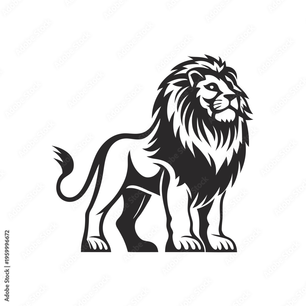 Obraz premium Geometric Lion Silhouette Vector Illustration, Modern Abstract Animal Art