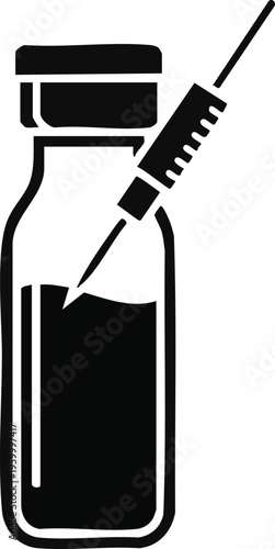 vector illustration of medicine bottle and syringe