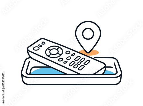 Preventing remote control misplacement in living spaces focusing on consistent placement habits and reducing small daily frustration, a simple remote resting on a small tray with a