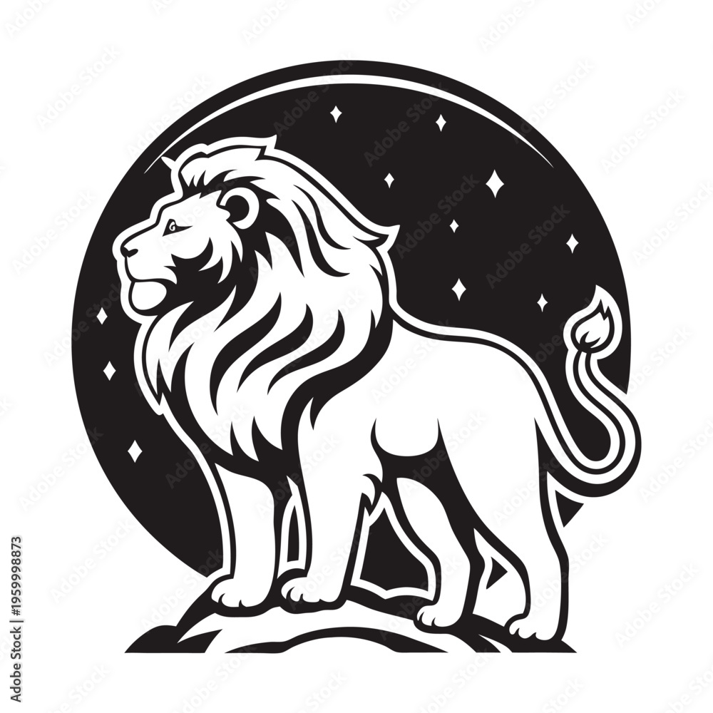 Fototapeta premium Majestic Lion Standing Silhouette Vector, King of the Jungle Wildlife Art