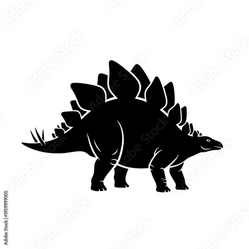 Stegosaurus Dinosaur Black Silhouette Profile.