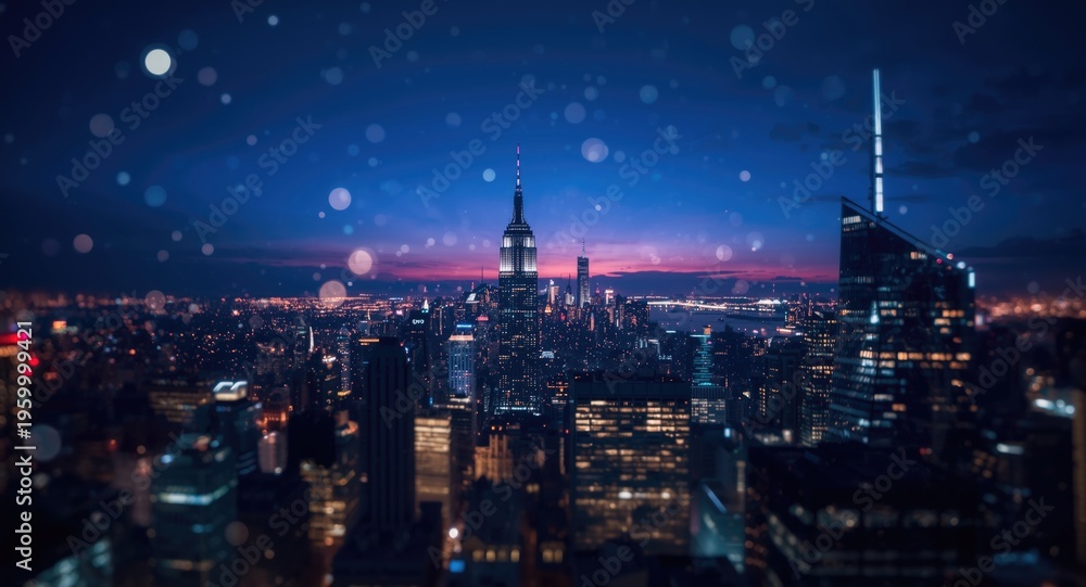 Obraz premium bright abstract city scene with elevated skyscraper silhouettes
