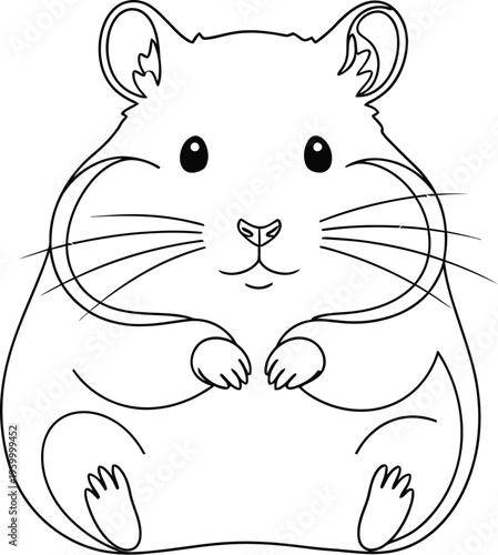 A cute cartoon hamster sitting on its hind legs looking very happy and adorable