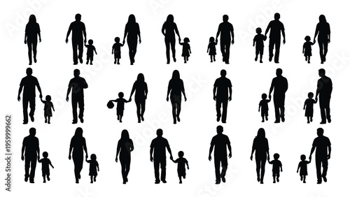 A group of people and their pets walking