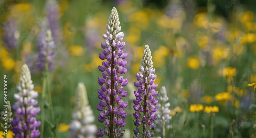 Obraz premium Blooming lupine plant in vibrant summer meadow