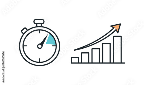 Routine planning and building productive habits through clear time tracking that supports steady progress toward personal and business goals, a minimal stopwatch icon beside a
