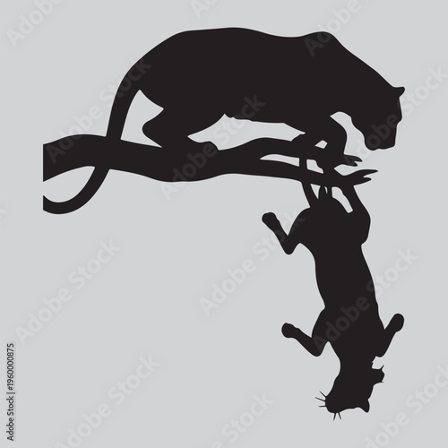 leopard tree drop ambush attack silhouette vector design art and illustration
