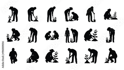 A collection of black silhouettes of gorillas