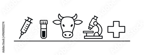 Veterinary blood sampling and laboratory diagnostics for accurate disease detection and health monitoring in livestock management, syringe, blood vial, cow head, microscope, and