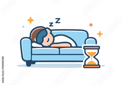 Taking a short power nap to restore focus and cognitive performance during demanding workdays, illustrating effective energy management strategies that support sustained