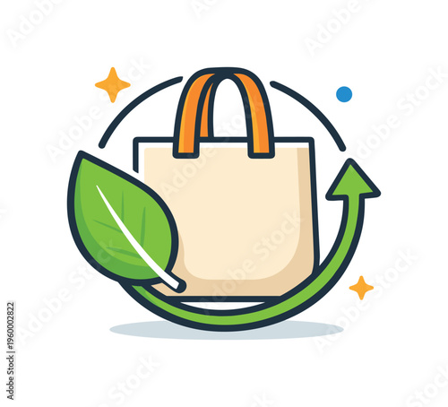 Sustainable daily habits and eco conscious lifestyle focused on reducing environmental impact and supporting long term wellbeing, a reusable bag combined with a leaf and a small