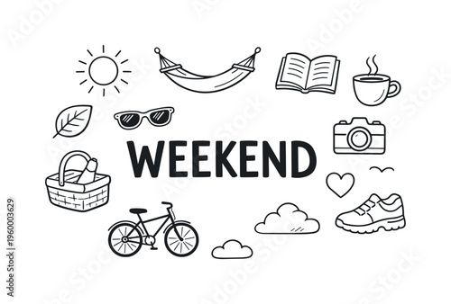Weekend outdoor leisure and simple lifestyle enjoyment concept focused on relaxation, light activities and refreshing personal time spent away from busy work schedules. WEEKEND