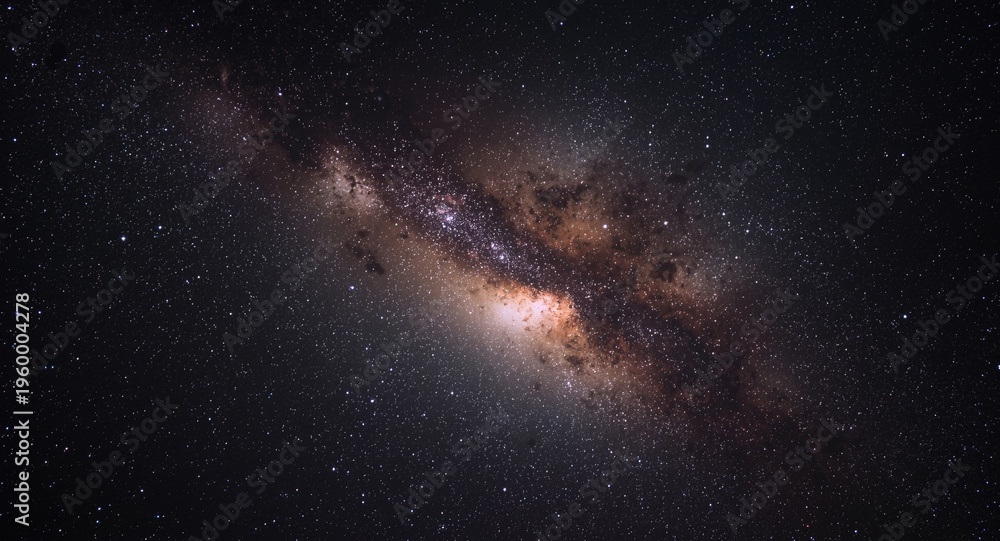 Fototapeta premium Infinite galaxy view illuminated across a dark sky canvas