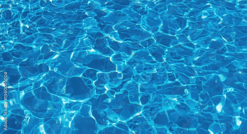 Fototapeta premium Rippling sunlight effects on deep blue pool water