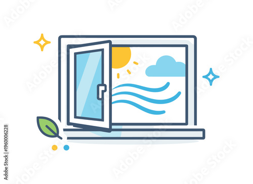 Sliding a window slightly open during the day as part of a simple routine focused on refreshing indoor air and maintaining a comfortable living environment, a window with a small