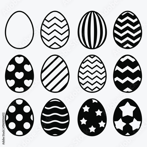 Easter Egg SVG Files, Easter Egg Silhouette Vector Files