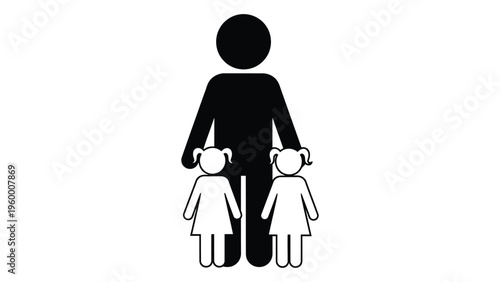 A man standing with two children