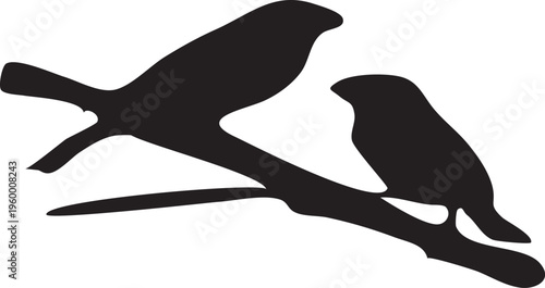 Two Birds Perched on Branch Vector - One Higher EPS