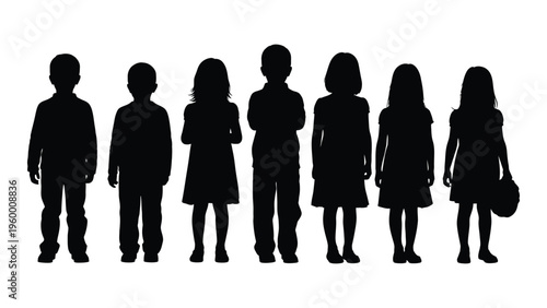 A group of children standing in a line