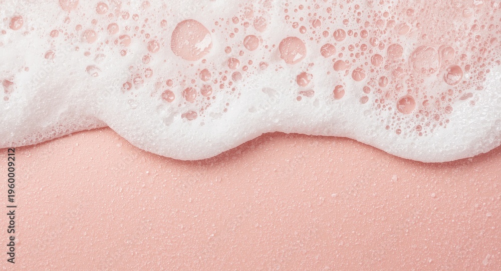 Fototapeta premium Detailed white foam with soap bubbles on soft textured abstract background