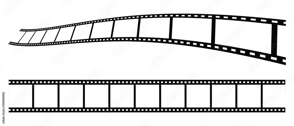 Fototapeta premium Film strip icons vector, camera negative frame. Perfect for vintage cinema photography and movie reel. Photo booth reel strip frame collection. Vector graphic clipart element.