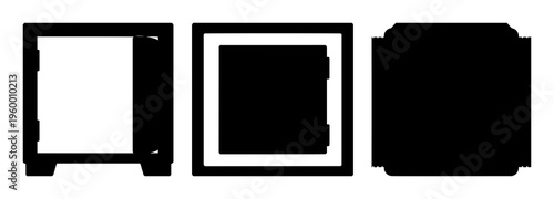 Safe box vault silhouette set with simple line art design featuring outline, illustration, graphic elements with clean design and vector art