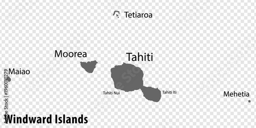 Obraz na płótnie Blank map Windward Islands in gray