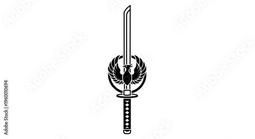Ancient Warrior Symbol - Sword and Winged Emblem Design