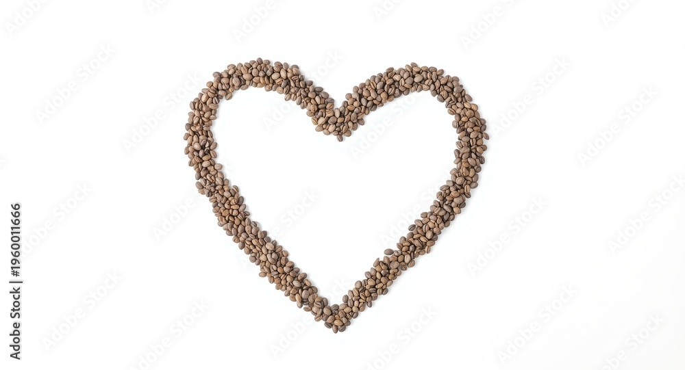 Obraz premium Heart shaped chia seeds symbolizing wellness on a pristine white surface