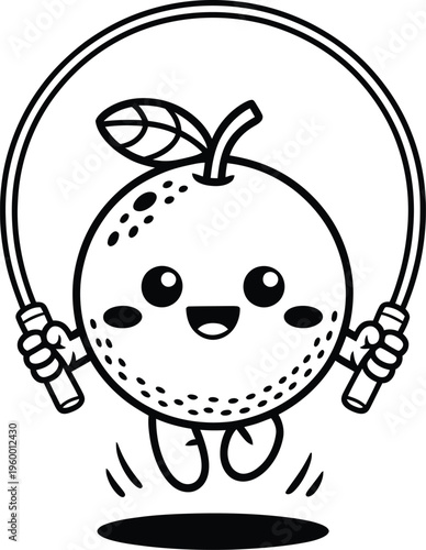 Cute orange character jumping rope