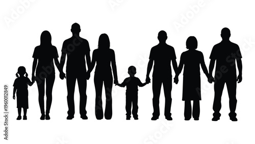 A group of people holding hands in a line