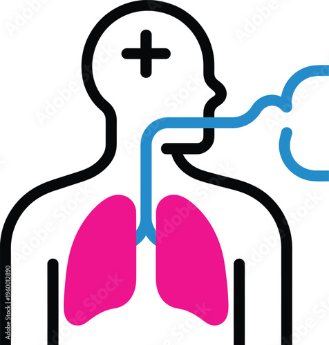 Human respiratory system icon