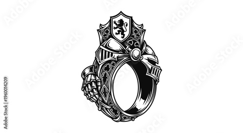Medieval Knight Ring Illustration - Intricate Armor Design