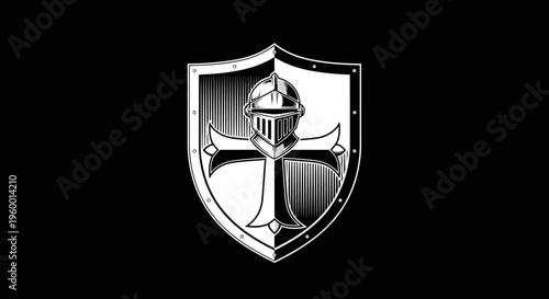 Medieval Knight Shield Emblem - Heraldic Symbol of Courage and Protection