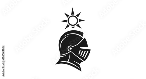 Medieval Knight Helmet with Sunburst Symbol - Historical Protection