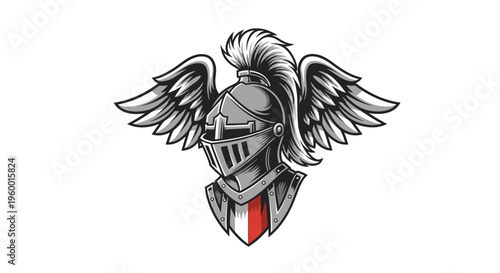 Medieval Knight Helmet with Wings - Heraldic Design