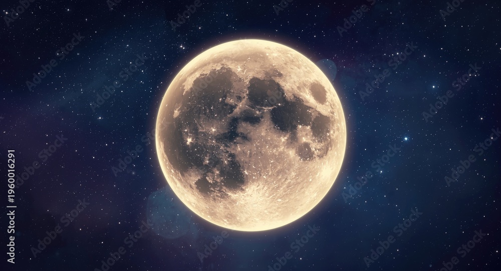 Obraz premium Creative 3D illustration featuring a luminous moon and a mysterious planet amid fantastic starry backgrounds