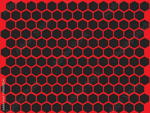 Red Black Honeycomb Pattern Vector - Seamless Background EPS SVG