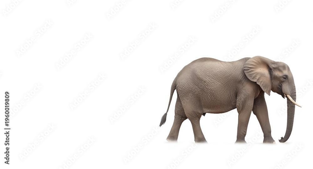 Obraz premium Side view of African elephants on white plain background