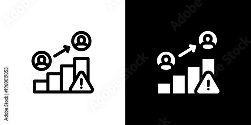 Crisis Escalation Chart icon concept with flat Black White Background. Vector illustration.