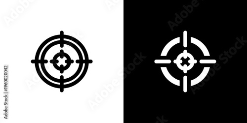 Target Aim Precision icon concept with flat Black White Background. Vector illustration.