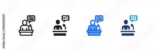 Spokesperson Press Speech icon multiple style collection. Vector illustration.