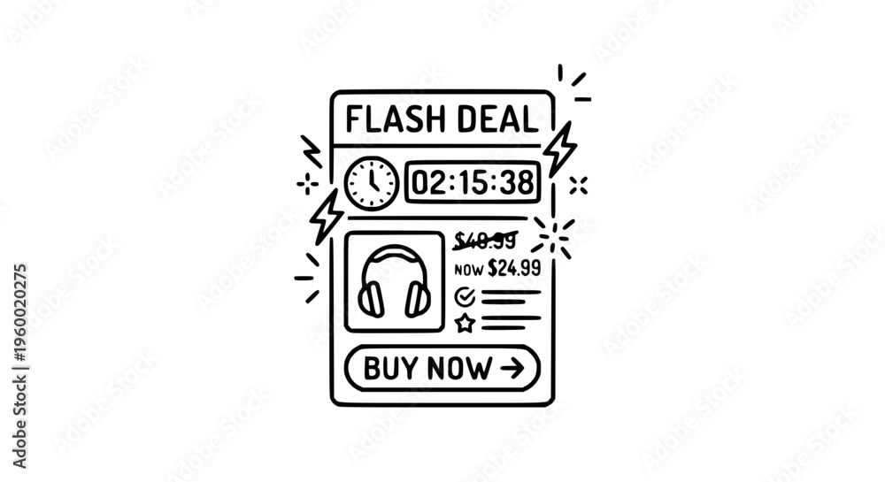 Fototapeta premium Flash Deal Countdown E-commerce Ad – Timer, Price, Features & CTA Button Layout