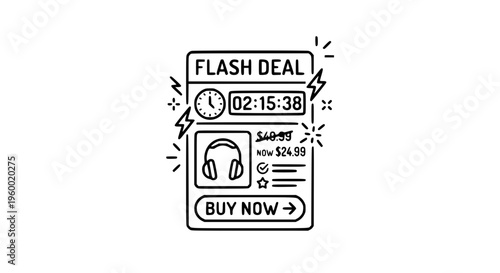 Flash Deal Countdown E-commerce Ad – Timer, Price, Features & CTA Button Layout