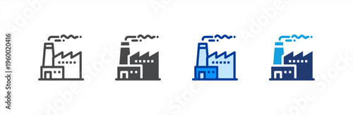 Factory icon multiple style collection. Vector illustration.
