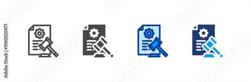 Legal Process icon multiple style collection. Vector illustration.