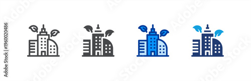 City icon multiple style collection. Vector illustration.