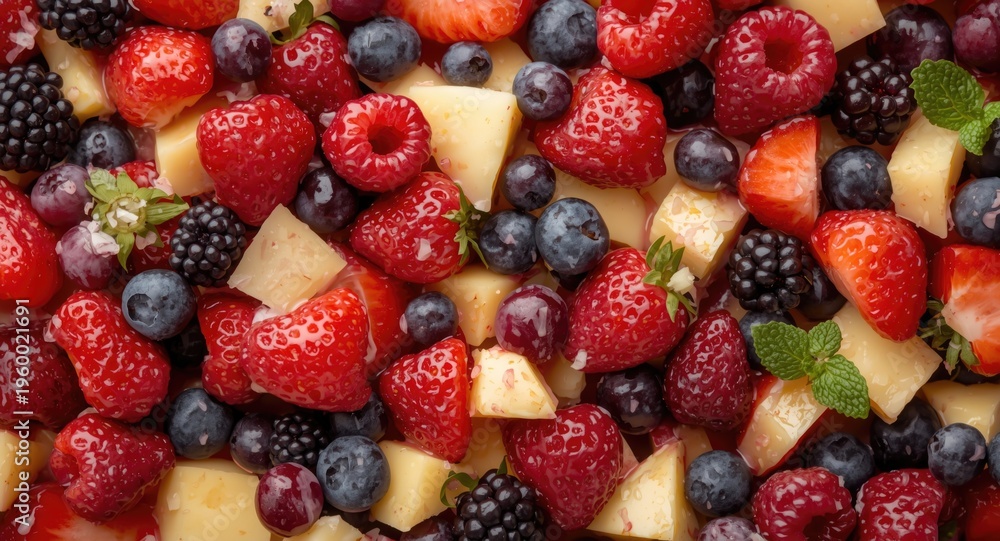 Fototapeta premium Refreshing fruit salad mix with variety of berries